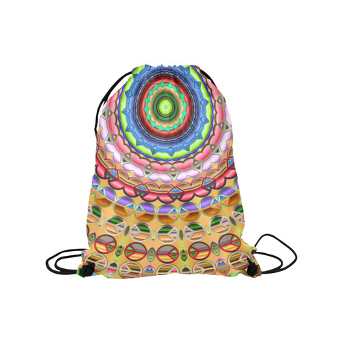 Peace Mandala Medium Drawstring Bag Model 1604 (Twin Sides) 13.8"(W) * 18.1"(H)