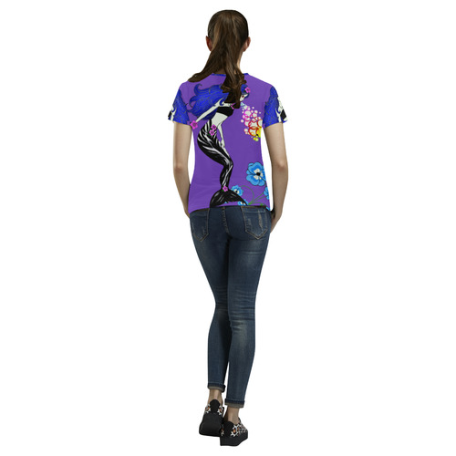 Evil Erica Mermaid Purple All Over Print T-Shirt for Women (USA Size) (Model T40)