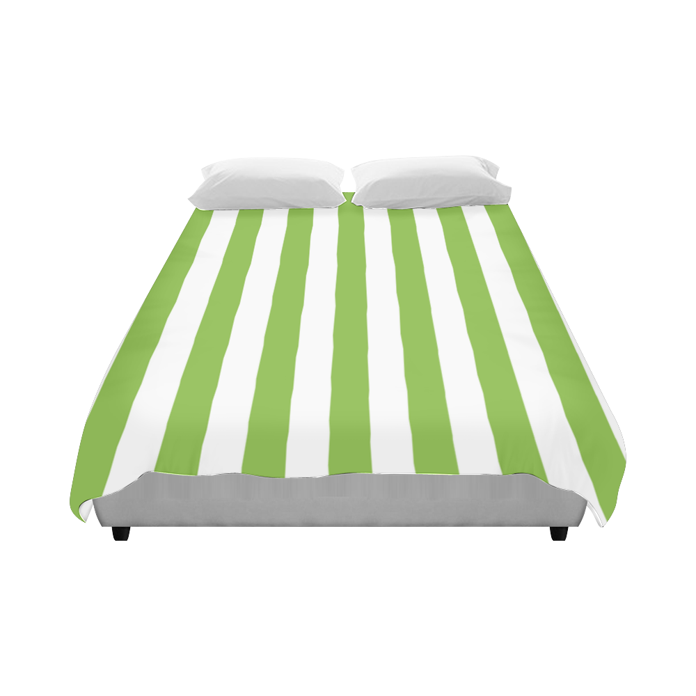 Green White Stripes Duvet Cover 86"x70" ( All-over-print)