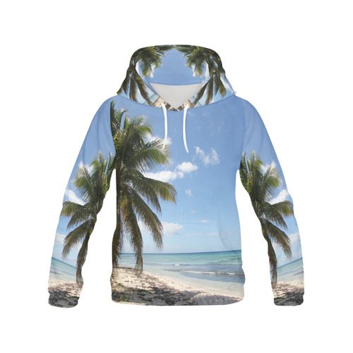 Isla Saona Caribbean Paradise Beach All Over Print Hoodie for Women (USA Size) (Model H13)