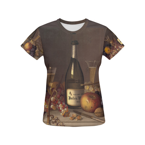 Vintage Still Life Painting Fruit All Over Print T-Shirt for Women (USA Size) (Model T40)