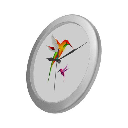 Hummingbirds Silver Color Wall Clock