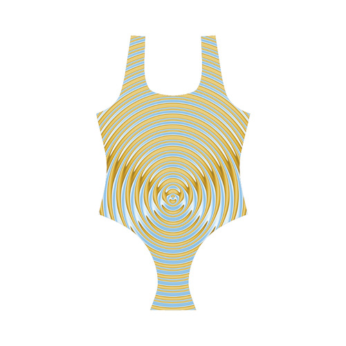 Gold Blue Rings Vest One Piece Swimsuit (Model S04)