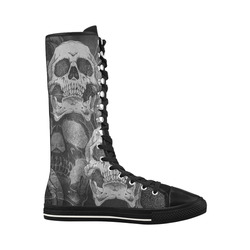skull Canvas Long Boots For Women Model 7013H