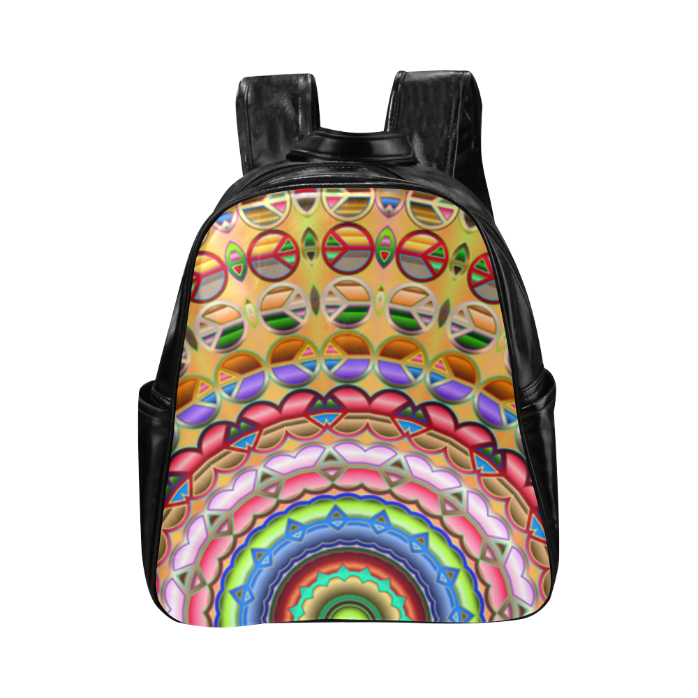 Peace Mandala Multi-Pockets Backpack (Model 1636)