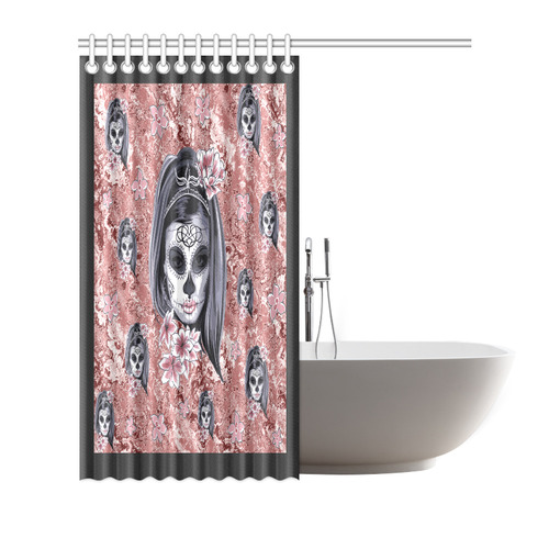 Skull Of A Pretty Flowers Lady Pattern Shower Curtain 72"x72"