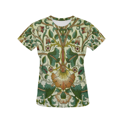 William Morris Floral Vine Wallpaper All Over Print T-Shirt for Women (USA Size) (Model T40)