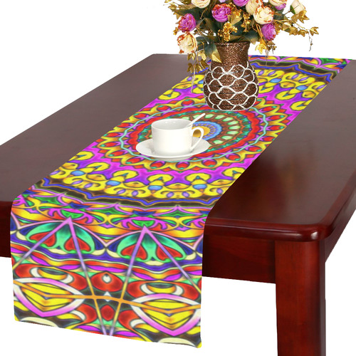 Oriental Watercolor Mandala multicolored h Table Runner 16x72 inch