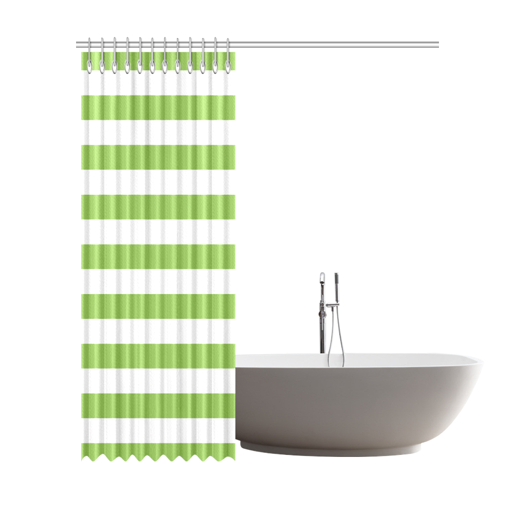 Green White Stripe Shower Curtain 72"x84"