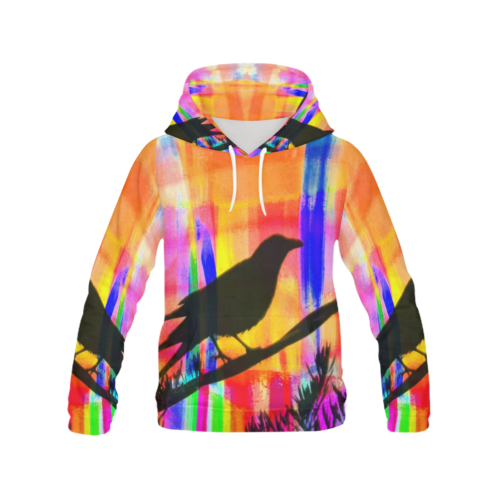 Rainbow raven by Martina Webster All Over Print Hoodie for Women (USA Size) (Model H13)