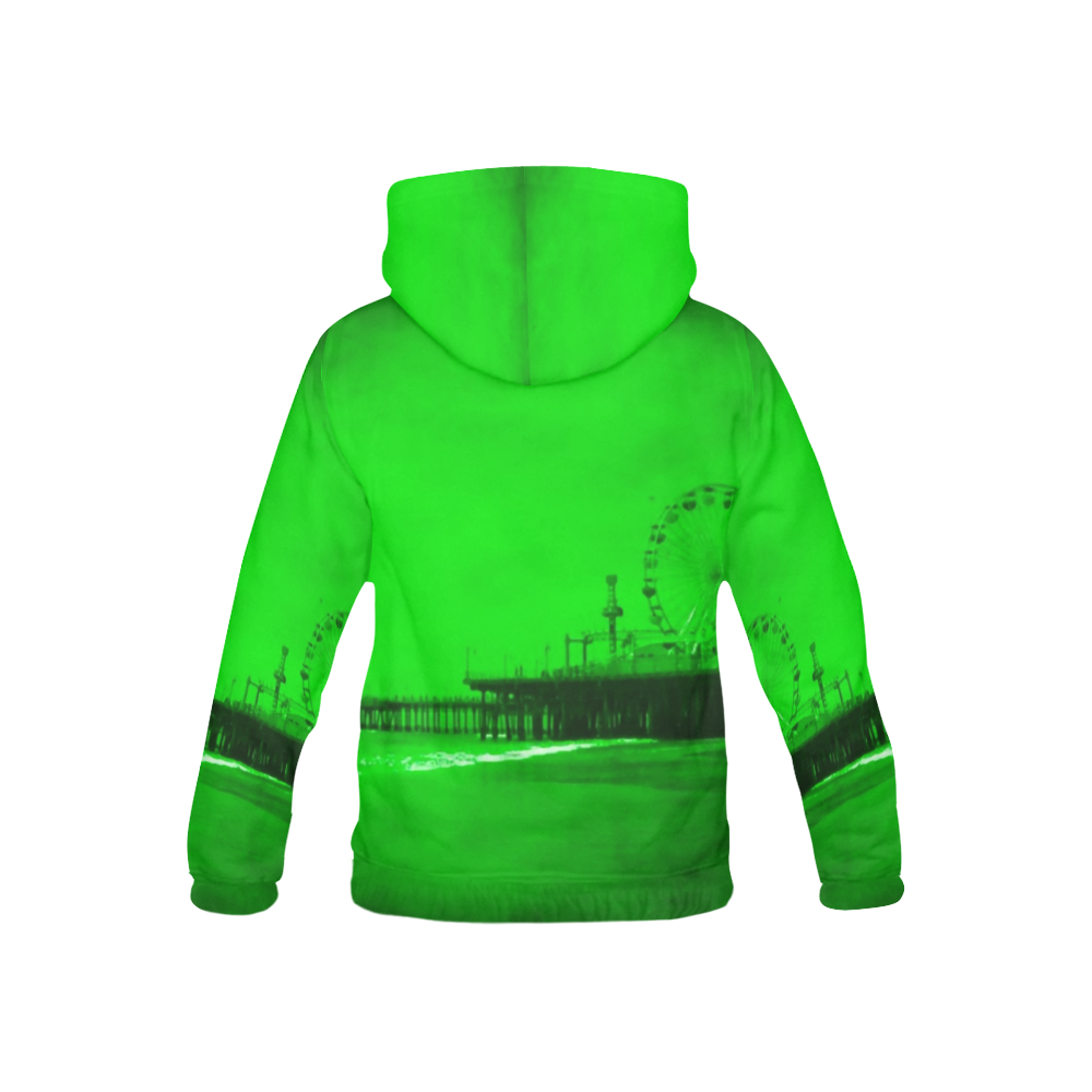 Ghostly Green Santa Monica Pier All Over Print Hoodie for Kid (USA Size) (Model H13)