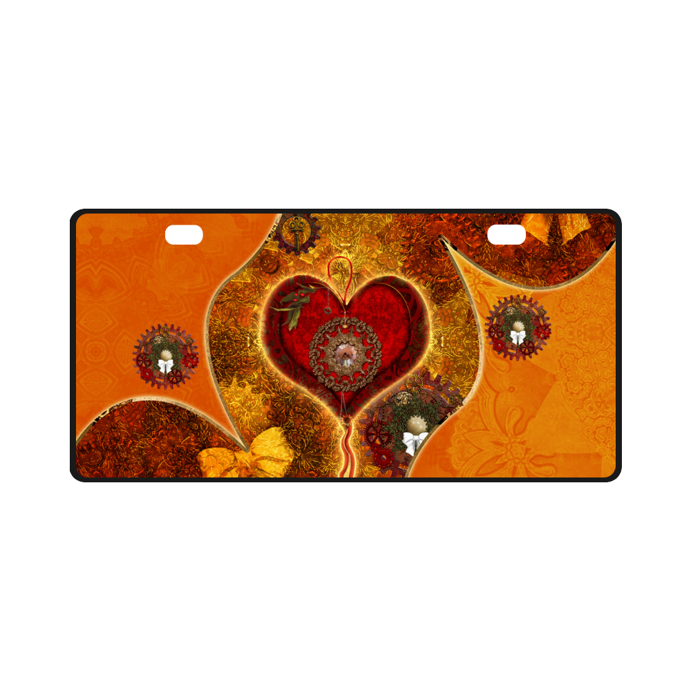 Steampunk decorative heart License Plate