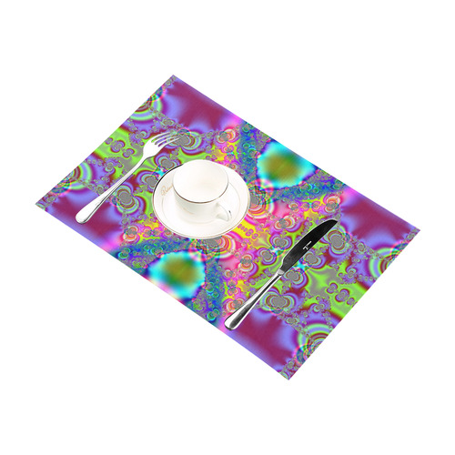 Bohemian Lace Tie-Dye Fractal Abstract Placemat 12’’ x 18’’ (Set of 6)