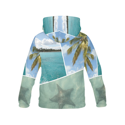 Caribbean Vacation Photo Collage All Over Print Hoodie for Women (USA Size) (Model H13)