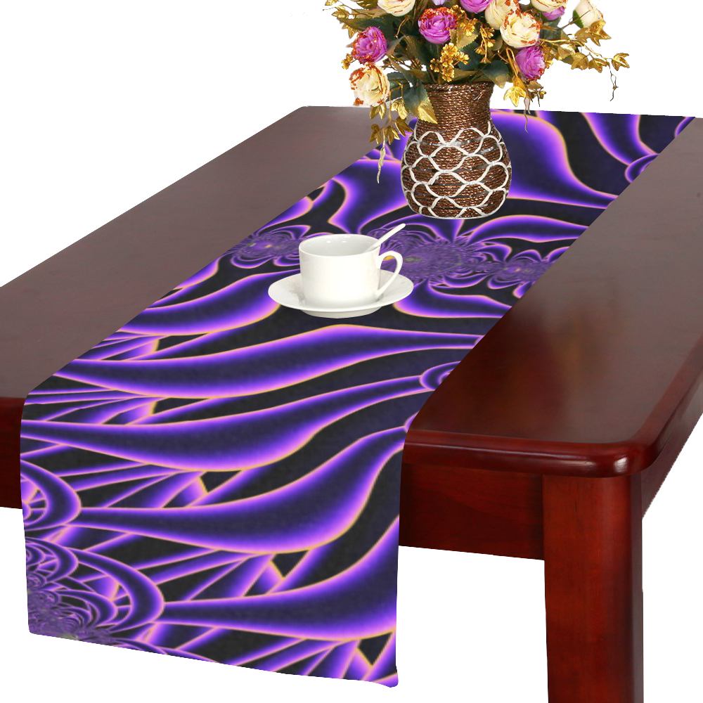 Exquisite Purple Sunset Fractal Abstract Table Runner 16x72 inch