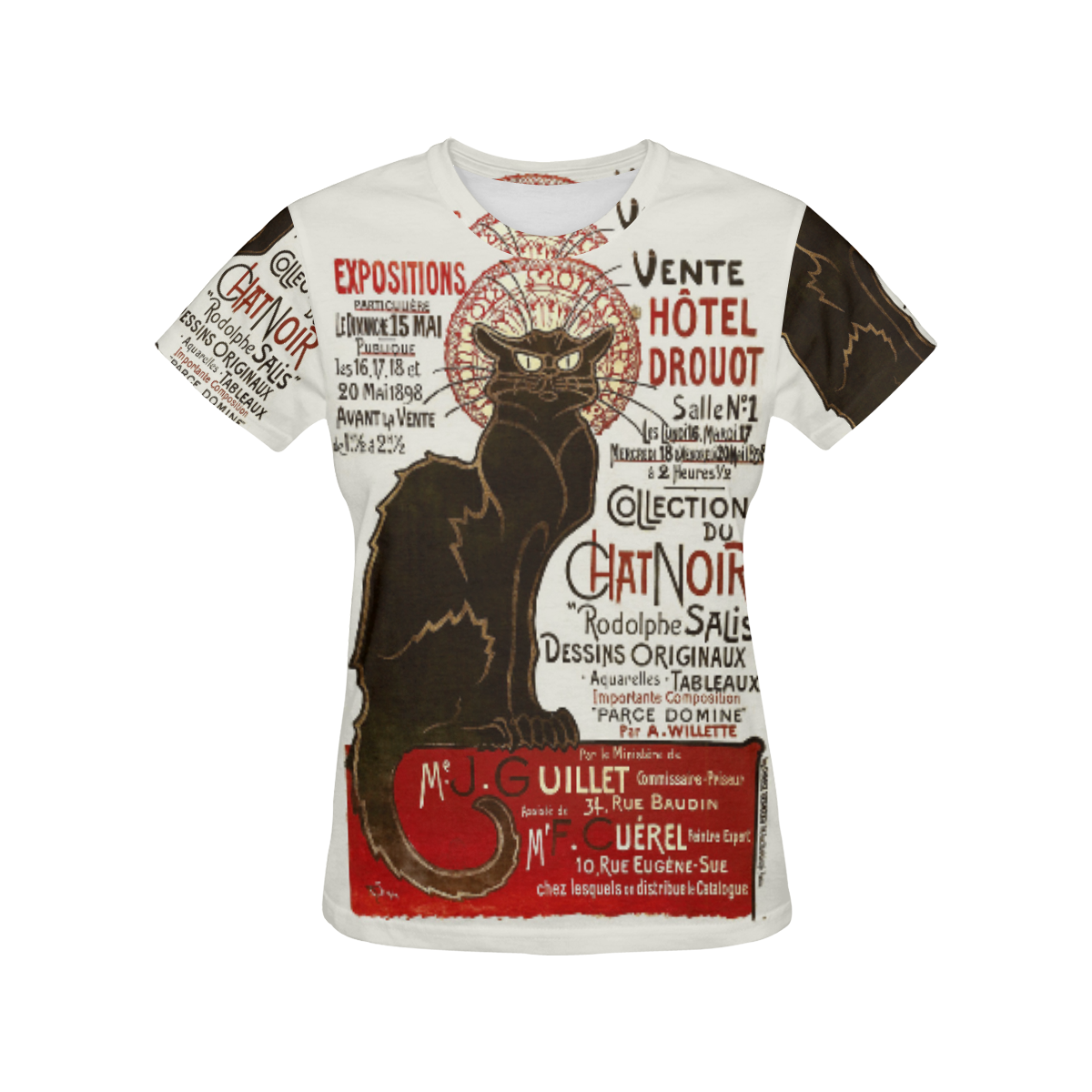 Le Chat Noir Art Nouveau French Vintage All Over Print T-Shirt for Women (USA Size) (Model T40)