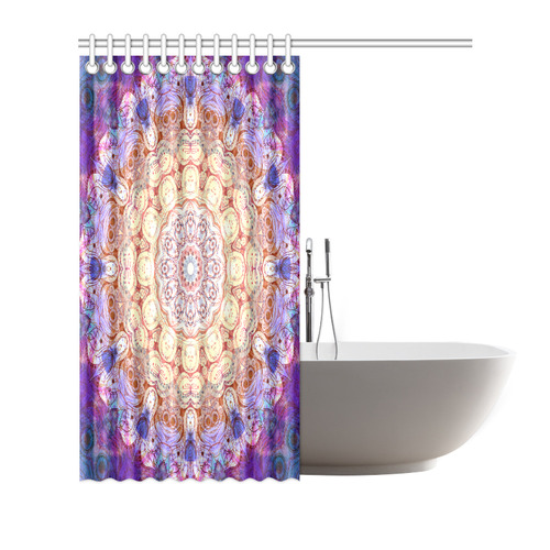 Watercolor Mandala Grunge - Magenta Blue Yellow Shower Curtain 72"x72"