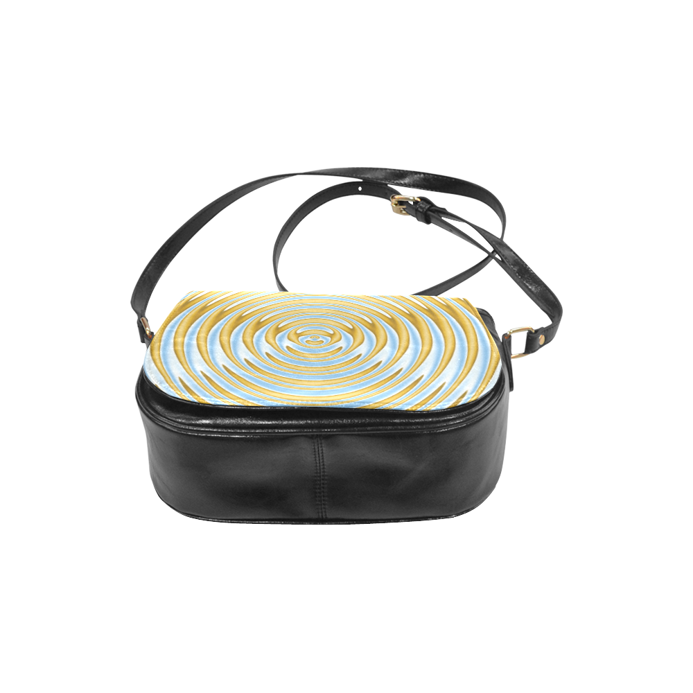 Gold Blue Rings Classic Saddle Bag/Small (Model 1648)