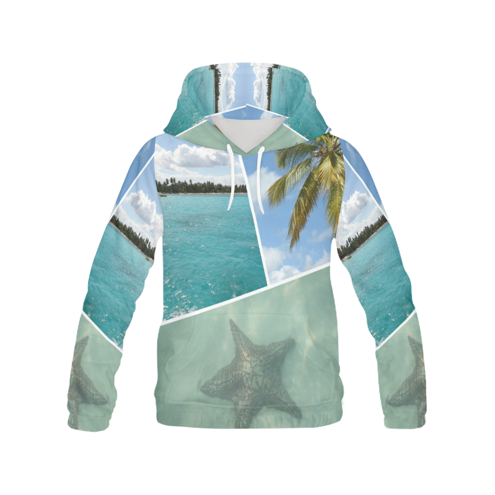 Caribbean Vacation Photo Collage All Over Print Hoodie for Women (USA Size) (Model H13)