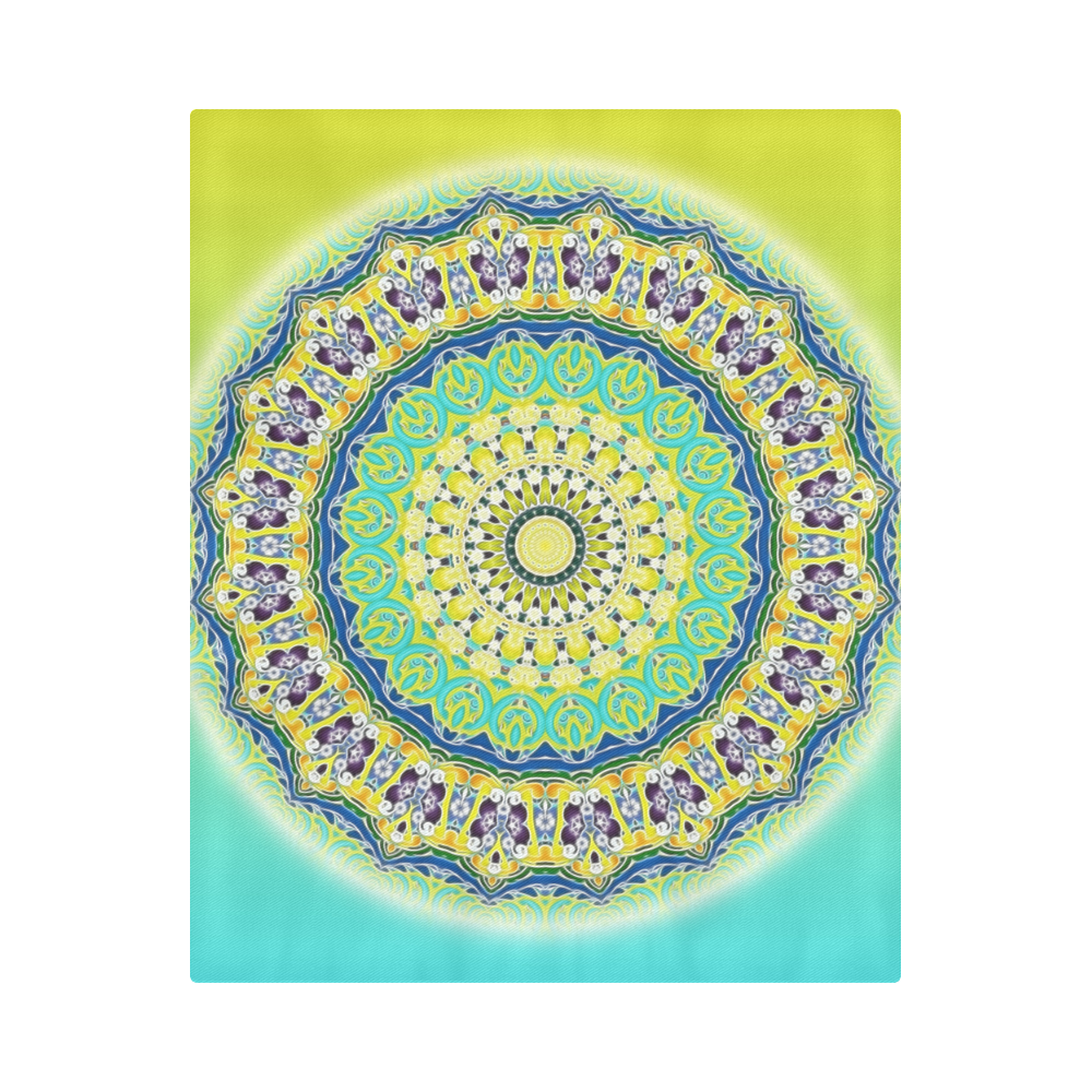 Power Mandala - Blue Green Yellow Lilac Duvet Cover 86"x70" ( All-over-print)