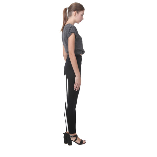 Funky Black & White Stripes Cassandra Women's Leggings (Model L01)