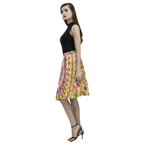 Peace Mandala Melete Pleated Midi Skirt (Model D15)