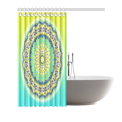 Power Mandala - Blue Green Yellow Lilac Shower Curtain 72"x72"