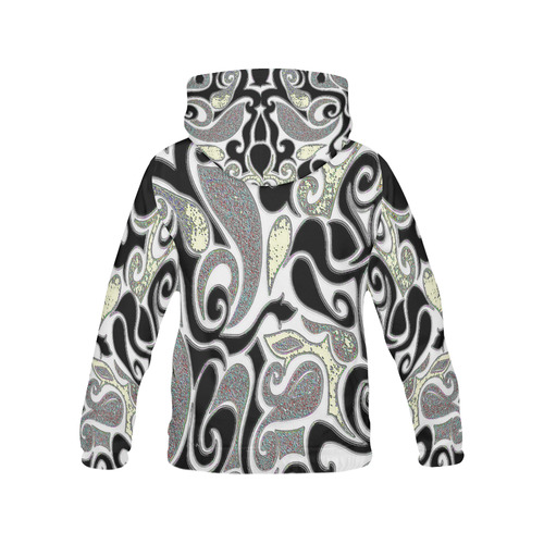 Wacky Retro Swirl Abstract in Black and White All Over Print Hoodie for Men (USA Size) (Model H13)