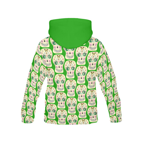 Sugar skull butterfly green by Martina Webster All Over Print Hoodie for Women (USA Size) (Model H13)