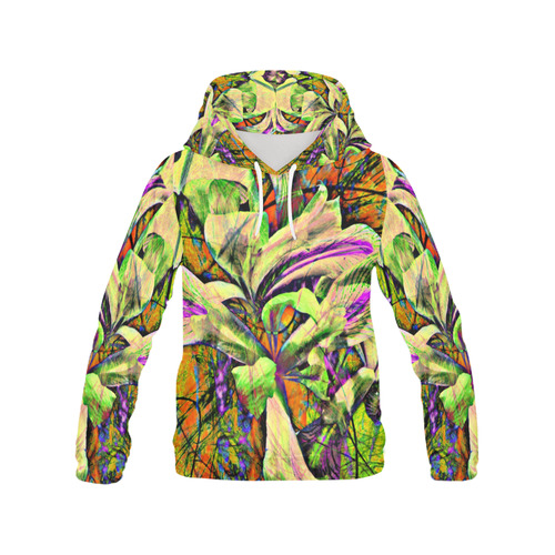 Abstract iIris Yellow by Martina Webster All Over Print Hoodie for Women (USA Size) (Model H13)