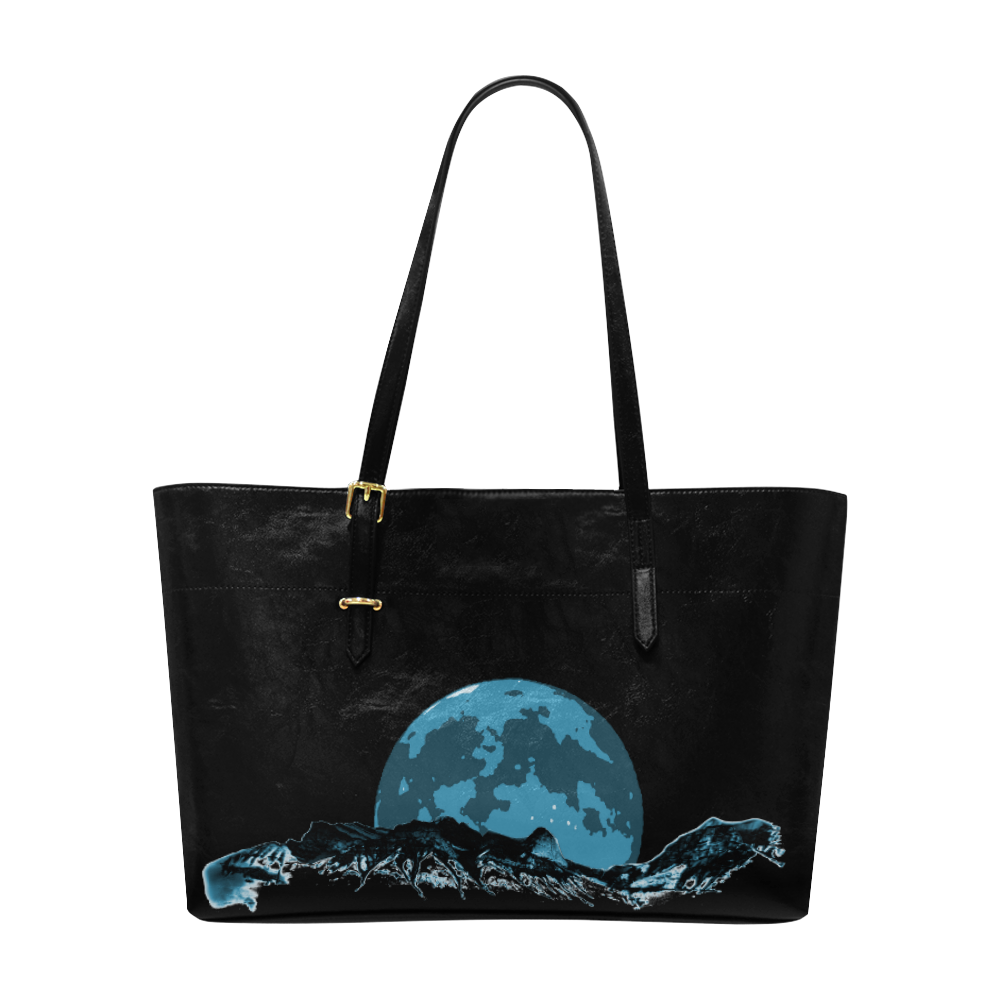 Big Moon Mountain Blue Euramerican Tote Bag/Large (Model 1656)