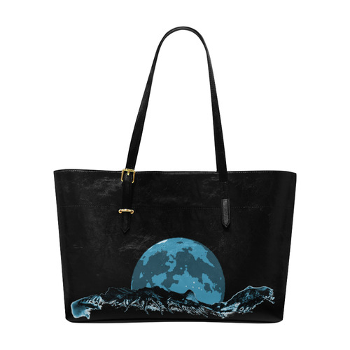 Big Moon Mountain Blue Euramerican Tote Bag/Large (Model 1656)