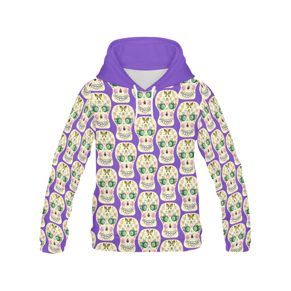 Sugar skull butterfly Purple by Martina Webster All Over Print Hoodie for Women (USA Size) (Model H13)