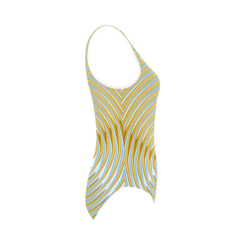 Gold Blue Rings Vest One Piece Swimsuit (Model S04)