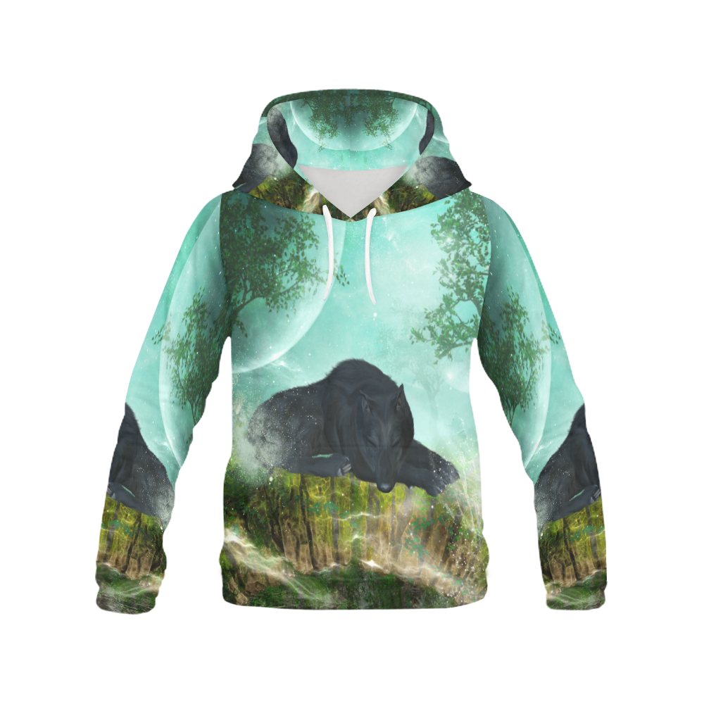 Sleeping wolf in the night All Over Print Hoodie for Men (USA Size) (Model H13)