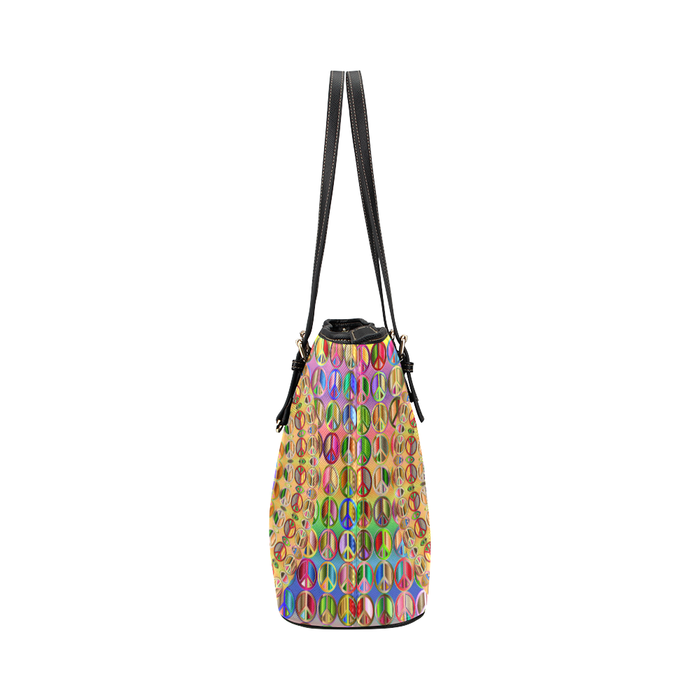 Peace Mandala Leather Tote Bag/Small (Model 1651)