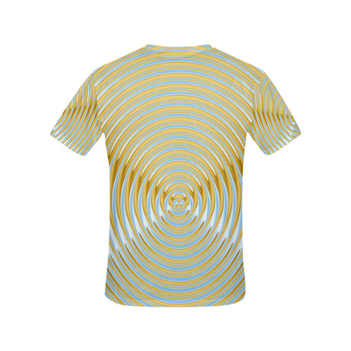 Gold Blue Rings All Over Print T-Shirt for Women (USA Size) (Model T40)