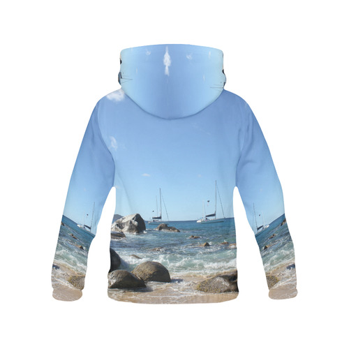 Sailing Boats at Virgin Gorda BVI All Over Print Hoodie for Women (USA Size) (Model H13)