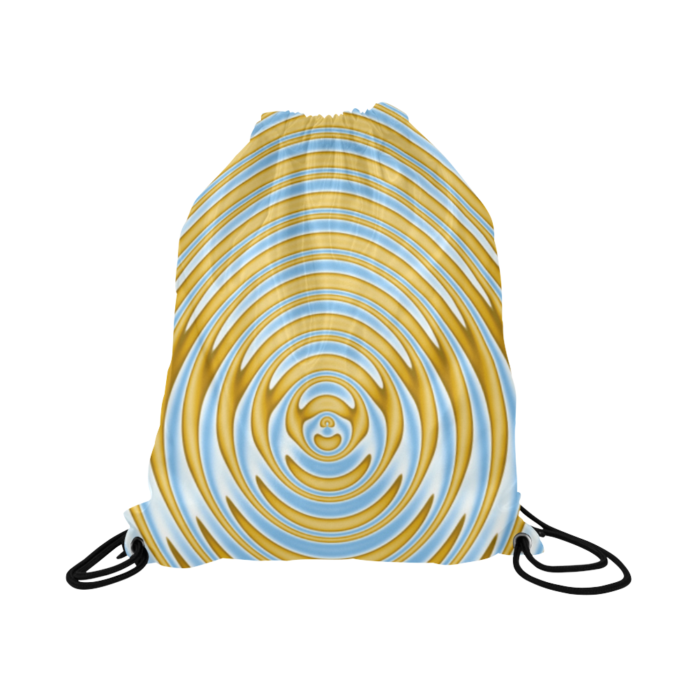 Gold Blue Rings Large Drawstring Bag Model 1604 (Twin Sides)  16.5"(W) * 19.3"(H)