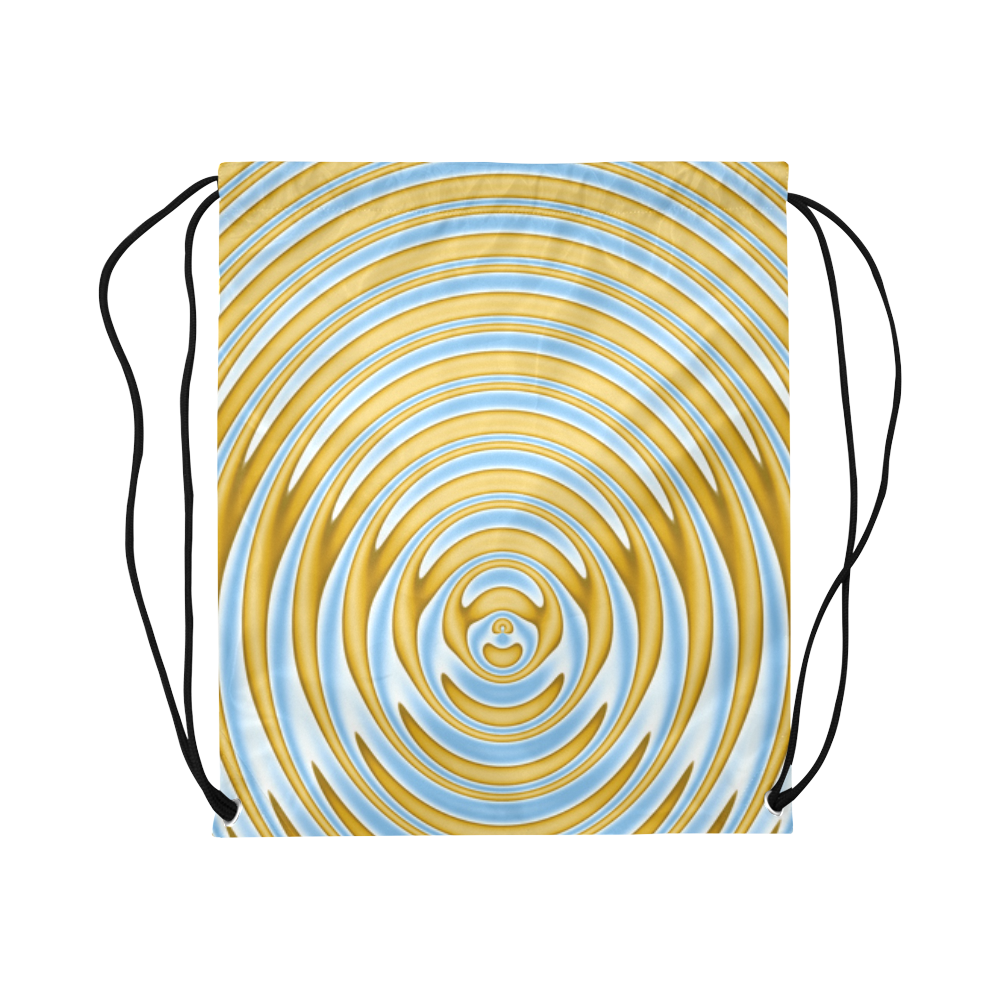 Gold Blue Rings Large Drawstring Bag Model 1604 (Twin Sides)  16.5"(W) * 19.3"(H)