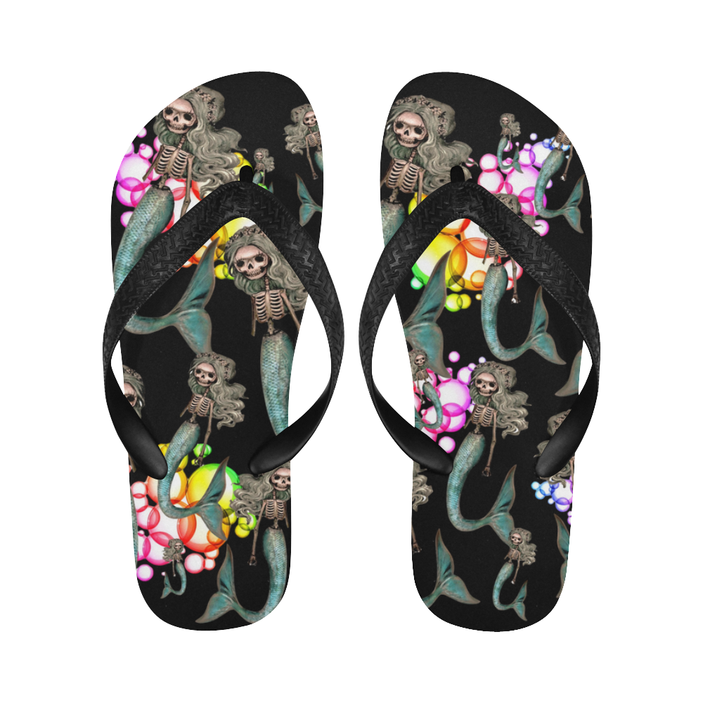 creepy carla skeleton mermaid Flip Flops for Men/Women (Model 040)