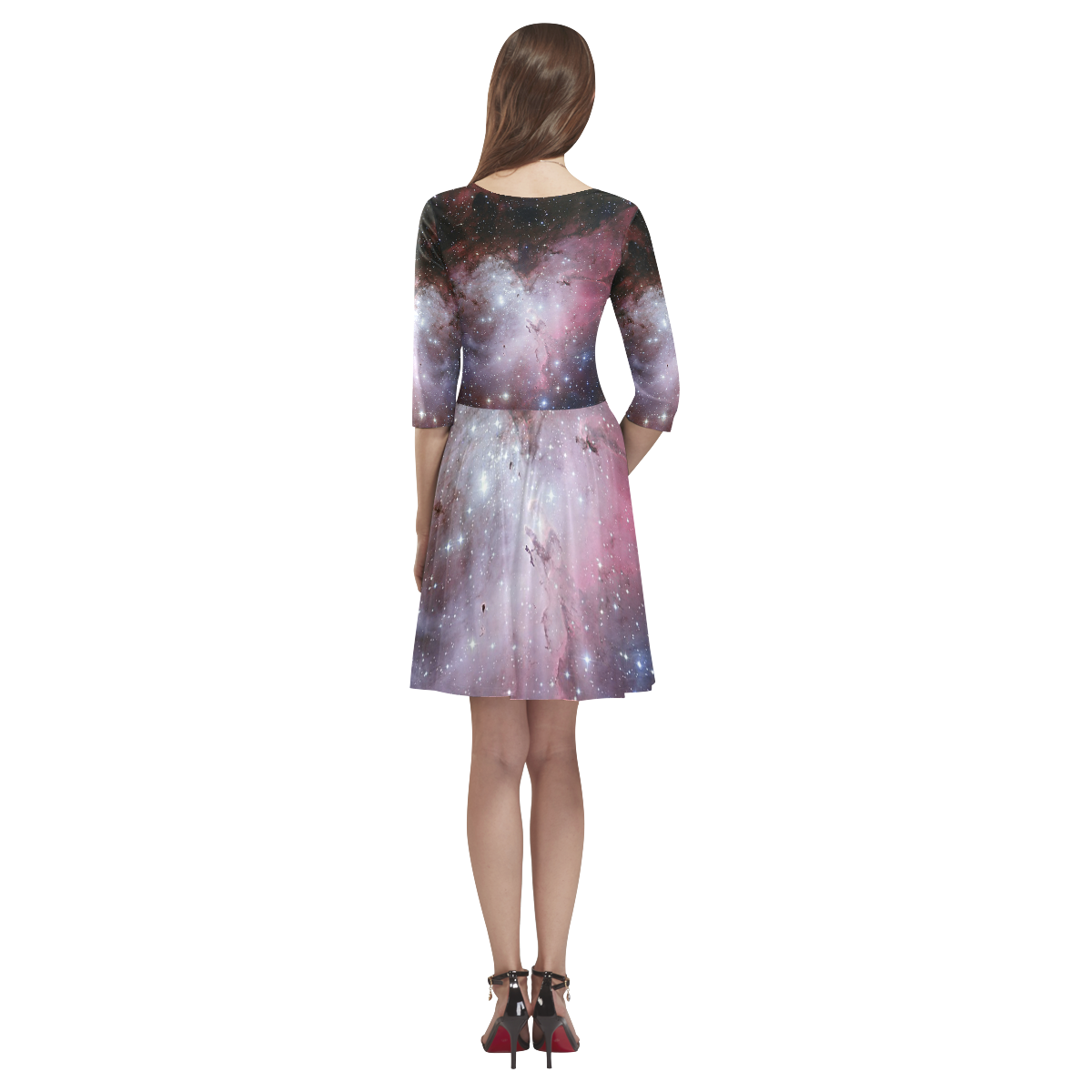Eagle Nebula Tethys Half-Sleeve Skater Dress(Model D20)