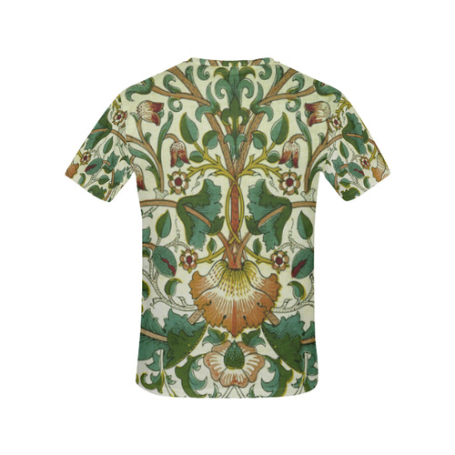 William Morris Floral Vine Wallpaper All Over Print T-Shirt for Women (USA Size) (Model T40)