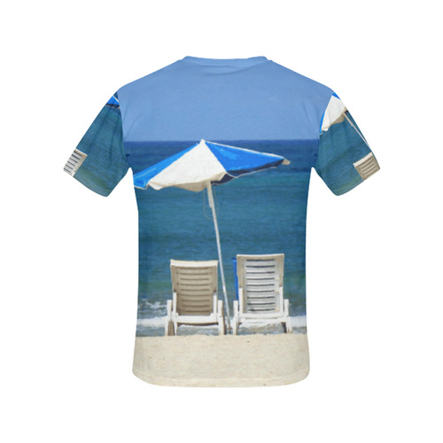 Beach Chairs Sandy Beach Tropical Nature All Over Print T-Shirt for Women (USA Size) (Model T40)