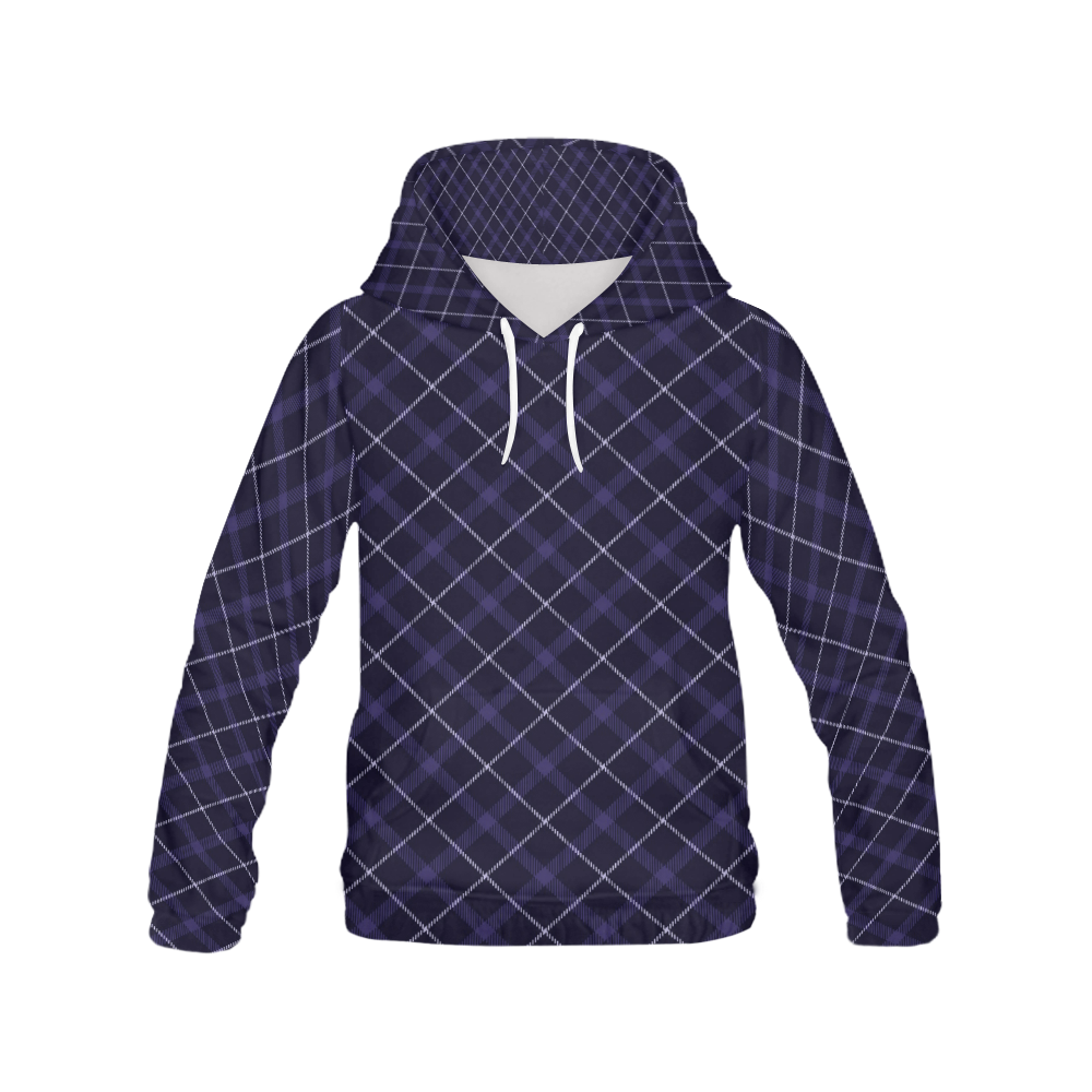blue plaid All Over Print Hoodie for Men (USA Size) (Model H13)