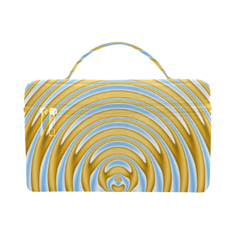 Gold Blue Rings Cosmetic Bag/Large (Model 1658)