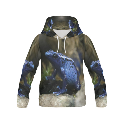 Blue Poison Arrow Frog All Over Print Hoodie for Women (USA Size) (Model H13)