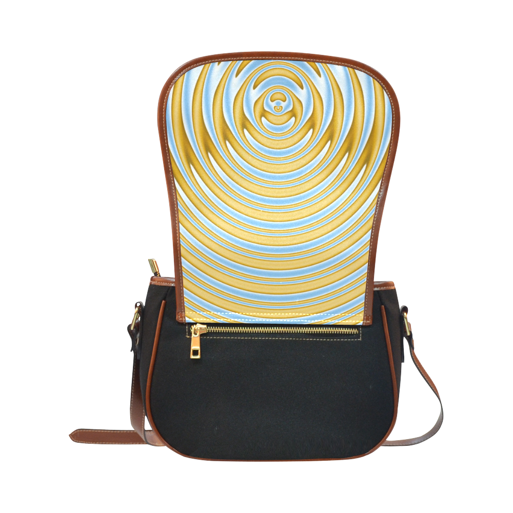 Gold Blue Rings Saddle Bag/Small (Model 1649)(Flap Customization)