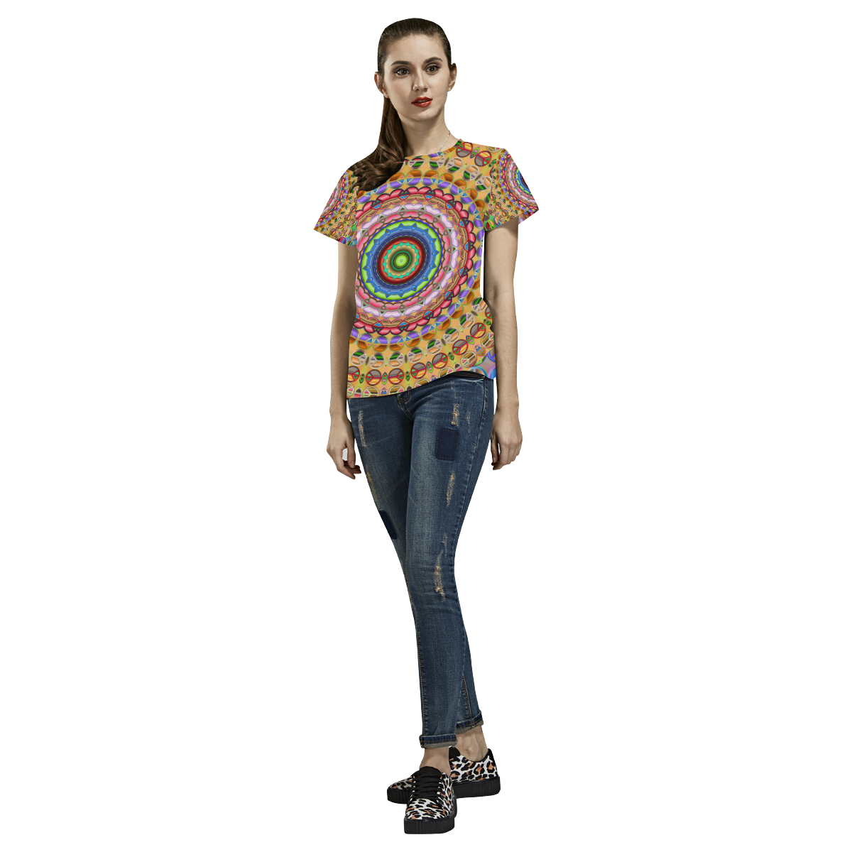 Peace Mandala All Over Print T-Shirt for Women (USA Size) (Model T40)