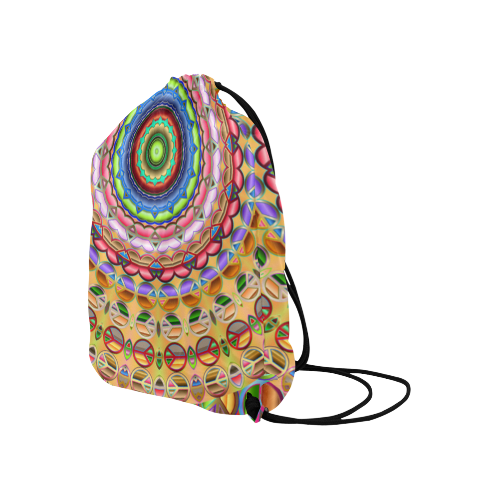 Peace Mandala Large Drawstring Bag Model 1604 (Twin Sides)  16.5"(W) * 19.3"(H)